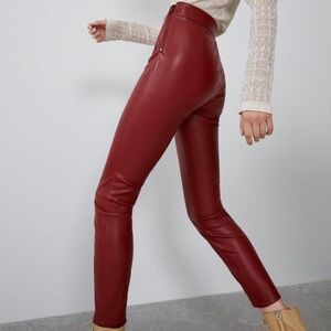 Zara Burgundy Leather Pants